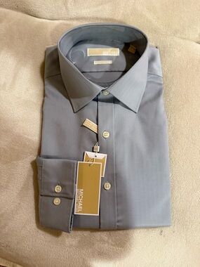 Michael Michael Kors Men’s Light Gray slim fit Dress Shirt